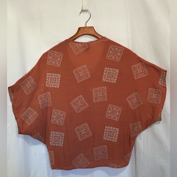 Daytrip - Rust/Terracotta Boho Geometric Blouse - Picture 11 of 12